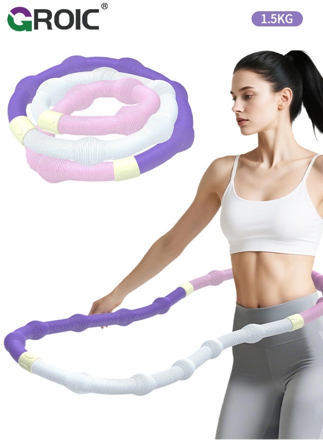 GROIC Spring Hula Hoop, Infinity Hoop, Weighted Hula Hoop, Hula Hoops for Adults, Weighted Hula Hoops for Women, Waist-Friendly Design, Portable Slimming Exercise Equipment for Home - 1.5KG - Image 1