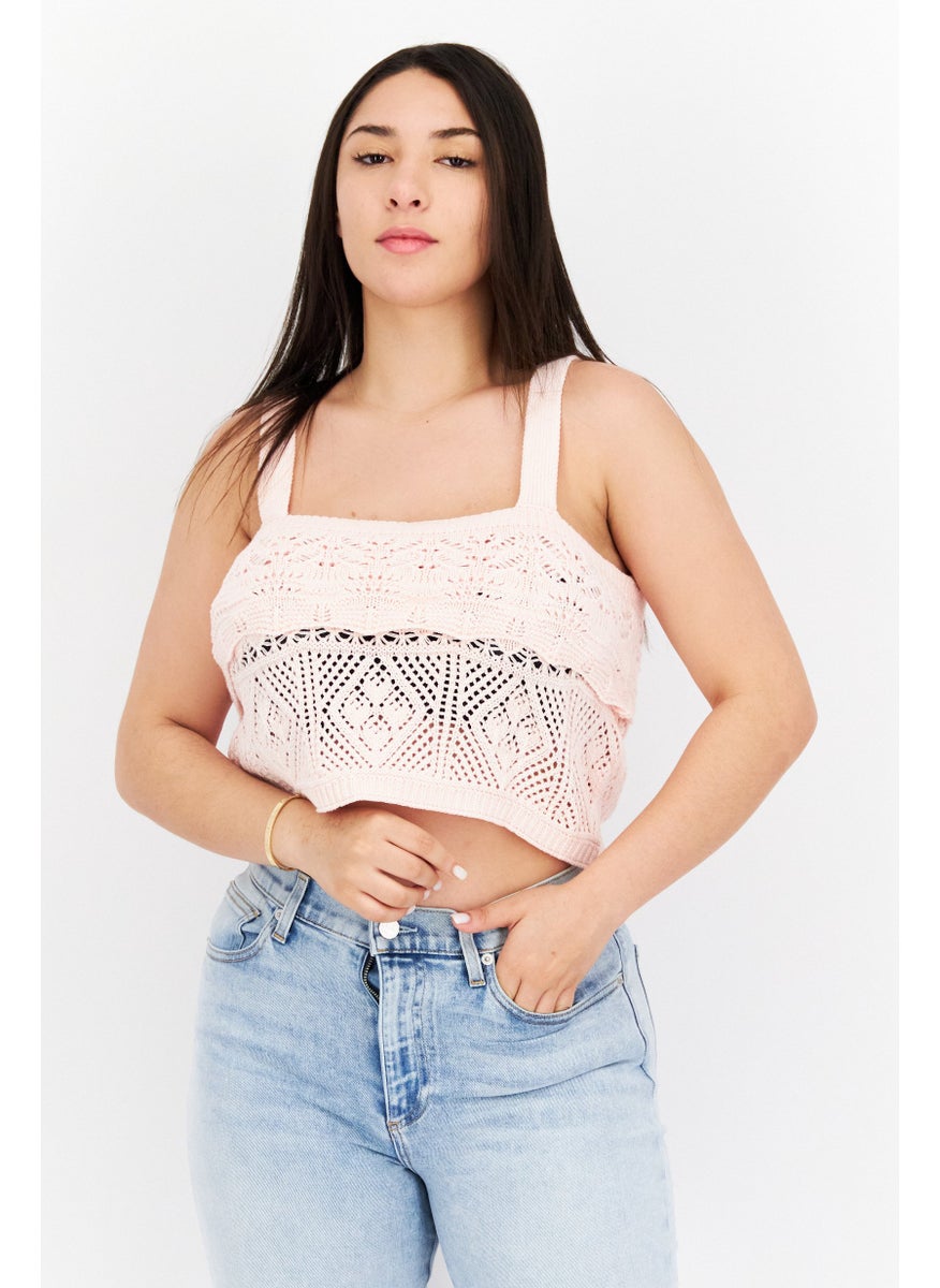 Women Square Neck Sleeveless Crochet Crop Top, Pink - pzsku/Z75DD467117969582B98AZ/45/_/1724351140/38cc0bd7-971a-44b2-a703-53eed1fe6915