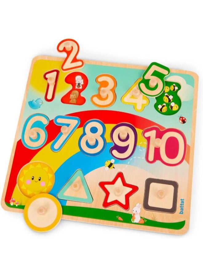 B. Toys B.toys Wooden Number & Shapes Puzzle - Image 1