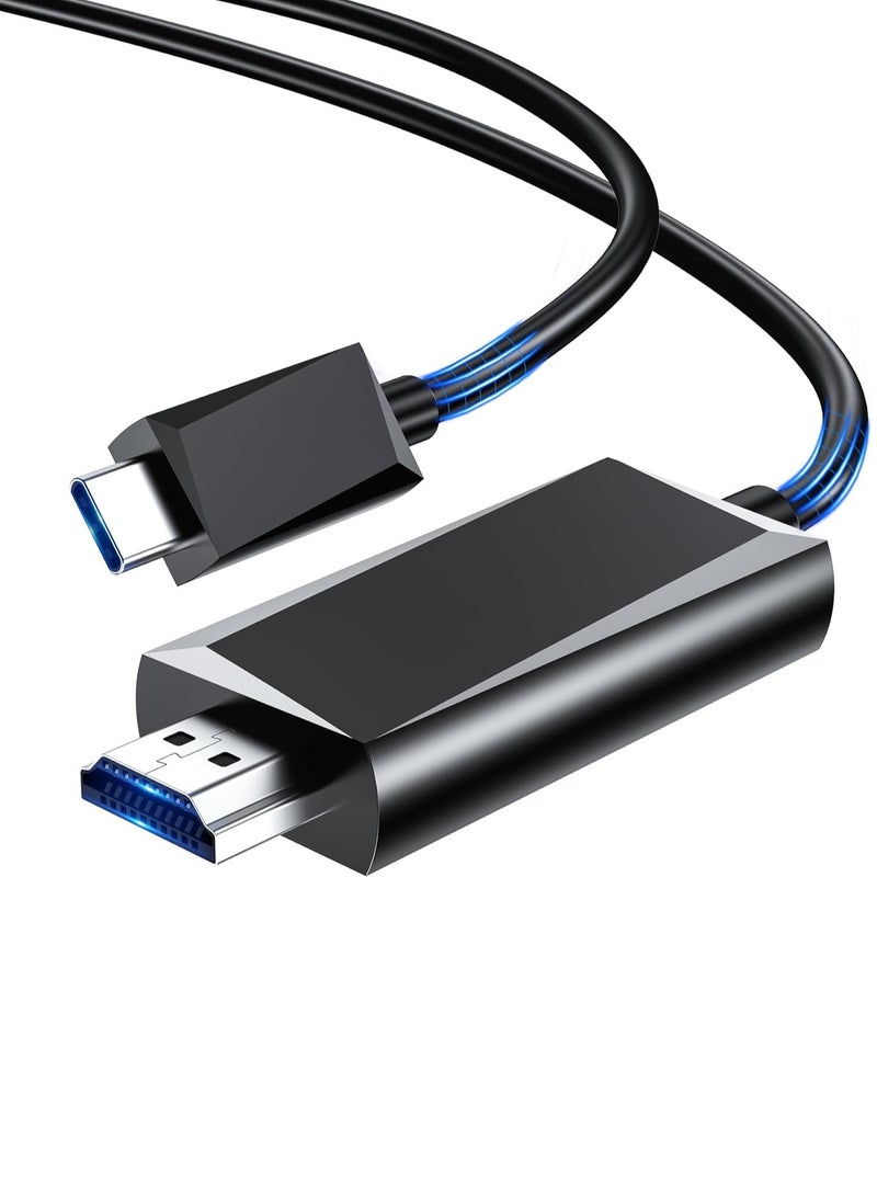كابل USB-C إلى HDMI [4K @ 60Hz]، متوافق مع Thunderbolt 3/4، بطول 2 متر، لأجهزة iPhone 15 Pro، MacBook، iPad، سامسونج، XPS، HP والمزيد - Image 1