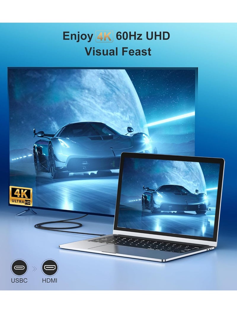 كابل USB-C إلى HDMI [4K @ 60Hz]، متوافق مع Thunderbolt 3/4، بطول 2 متر، لأجهزة iPhone 15 Pro، MacBook، iPad، سامسونج، XPS، HP والمزيد - Image 3