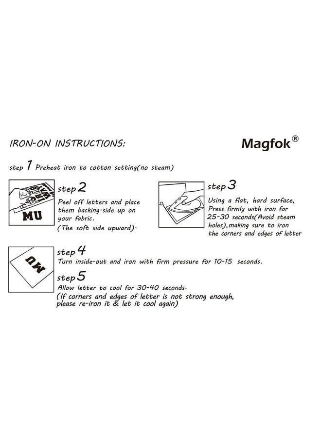 Magfok Iron on Letters White 1.9cm Transfer, 4 Sheet (Black or White Optional) - Image 4