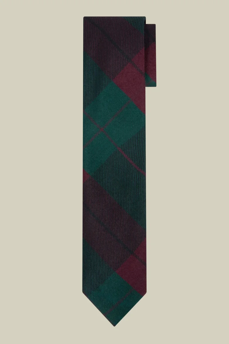Doppelganger Men's tartan patterned tie - Bordeaux/Green