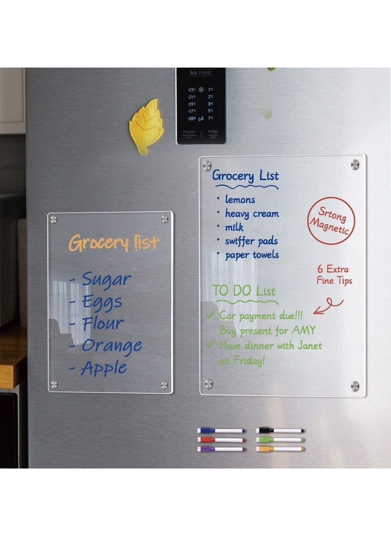Generic - Acrylic Magnetic Monthly Calendar Whiteboard for Refrigerator - Clear Dry Erase Memo Planning Board with Markers - Ideal Kitchen Organizer Notepad for Home and Office - Image 1