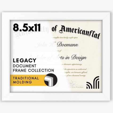 Americanflat 85x11 Diploma Frame with ShatterResistant Glass  Document Frames with Engineered Wood  Legacy Collection  Certificate Frame for Tabletop and Wall Display  White