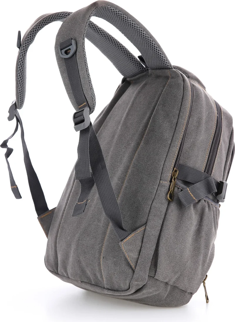 كاف Ççs Gray CCS51411 Canvas Fabric Unisex Water Resistant Multi Pocket Backpack