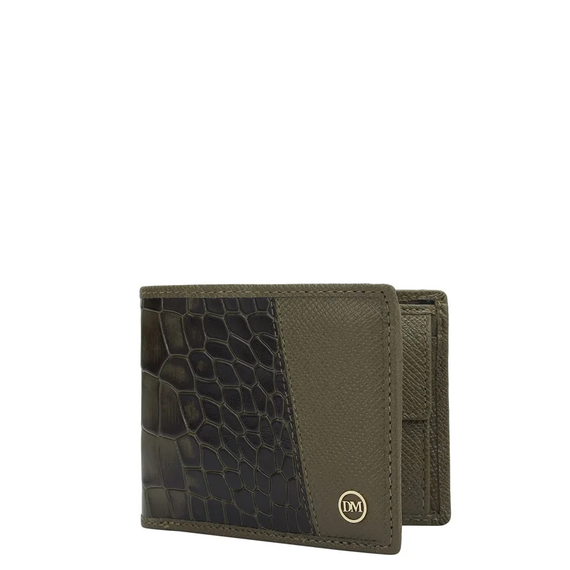 Da Milano  Military Green Bifold Leather Mens Wallet for Men | Best Price UAE