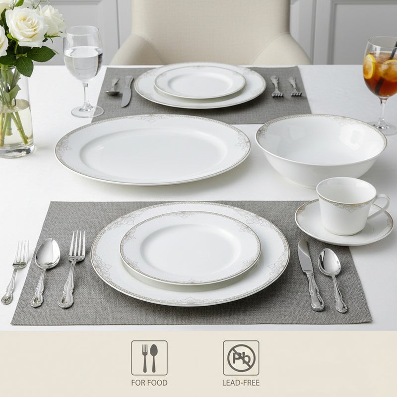 Shallow By Cuisine Art ASMA 32 Pc New Bone China Dinner Set for 6 persons – White with Elegant Gold Rim, Premium Tableware for Daily Use, Brunch, Coffee Station, Ramadan, Eid & Gifting - Image 3