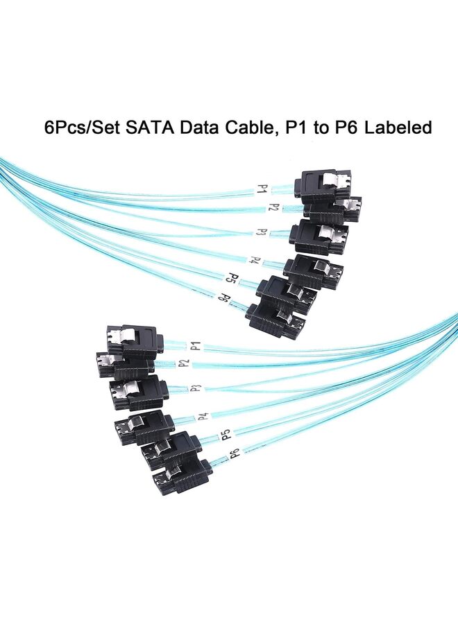 مجموعة كابلات SATA-III بطول 1 متر، 6 قطع/مجموعة - كابلات SATA 6 جيجابت في الثانية، كابل SATA أنثى 7 سنون بديل لجهاز كمبيوتر Bitcoin - محرك أقراص DVD ومحرك أقراص صلبة Raid ومحرك أقراص صلبة SSD - Image 4