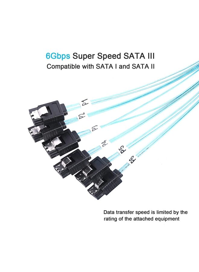مجموعة كابلات SATA-III بطول 1 متر، 6 قطع/مجموعة - كابلات SATA 6 جيجابت في الثانية، كابل SATA أنثى 7 سنون بديل لجهاز كمبيوتر Bitcoin - محرك أقراص DVD ومحرك أقراص صلبة Raid ومحرك أقراص صلبة SSD - Image 2