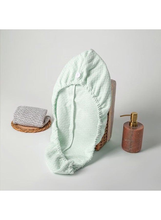 Uchino Quick-drying Hair Towel, Absorbent, Lightweight, Hair Drying Cap, Shower Cap, Hair Wiping Towel, Hair Protection Headband, Mint Green - Image 3