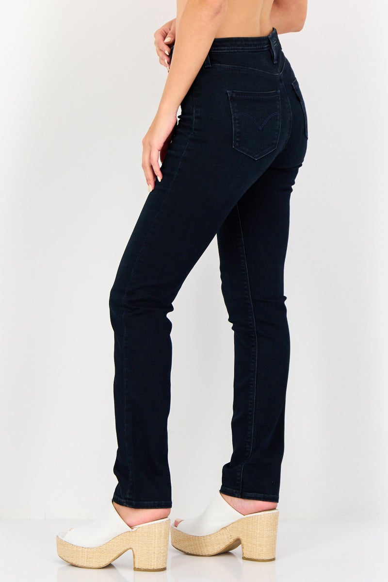 Levi's Women Slim Fit Washed Stretchable Jeans, Navy Blue - Image 3