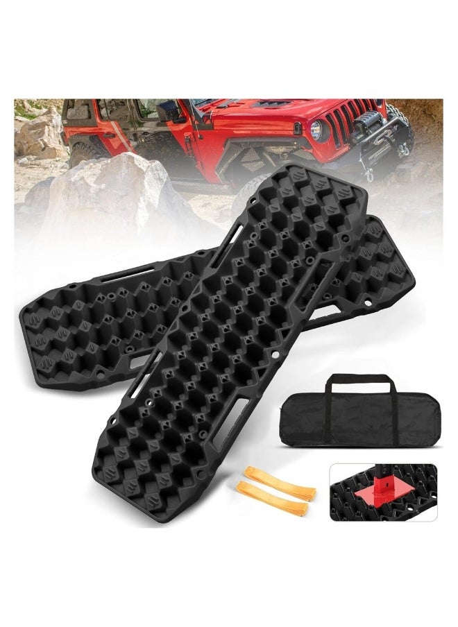Generic - Off-Road Board, Anti Sinking Plate Traction Boards with Jack Base, 1 Pair Recovery Tracks 4X4 car Truck Tire Traction Mat with Bag -Sand, Mud, Snow Ladder Ramps (Black) - Image 1