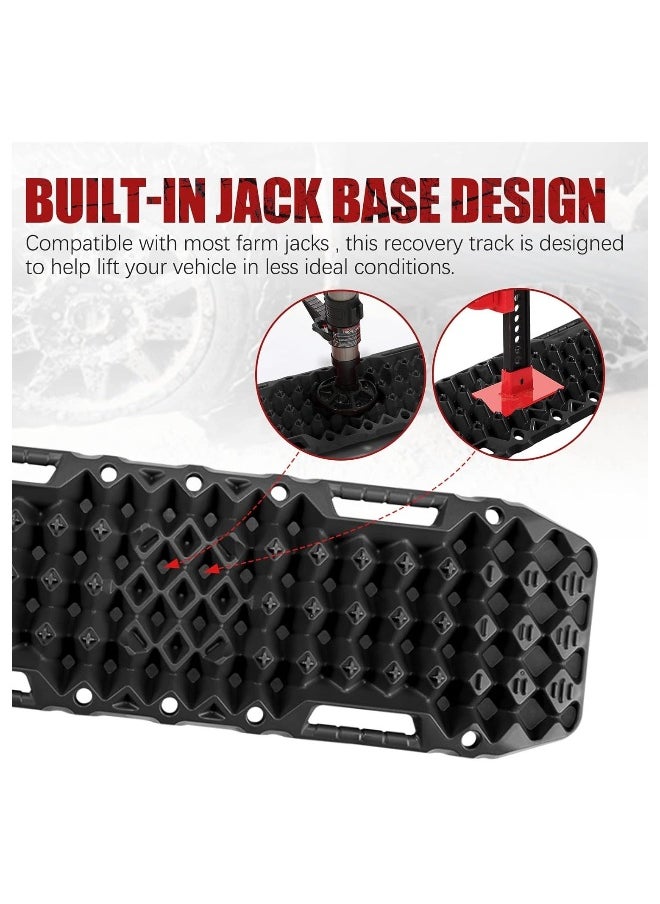 Generic - Off-Road Board, Anti Sinking Plate Traction Boards with Jack Base, 1 Pair Recovery Tracks 4X4 car Truck Tire Traction Mat with Bag -Sand, Mud, Snow Ladder Ramps (Black) - Image 1