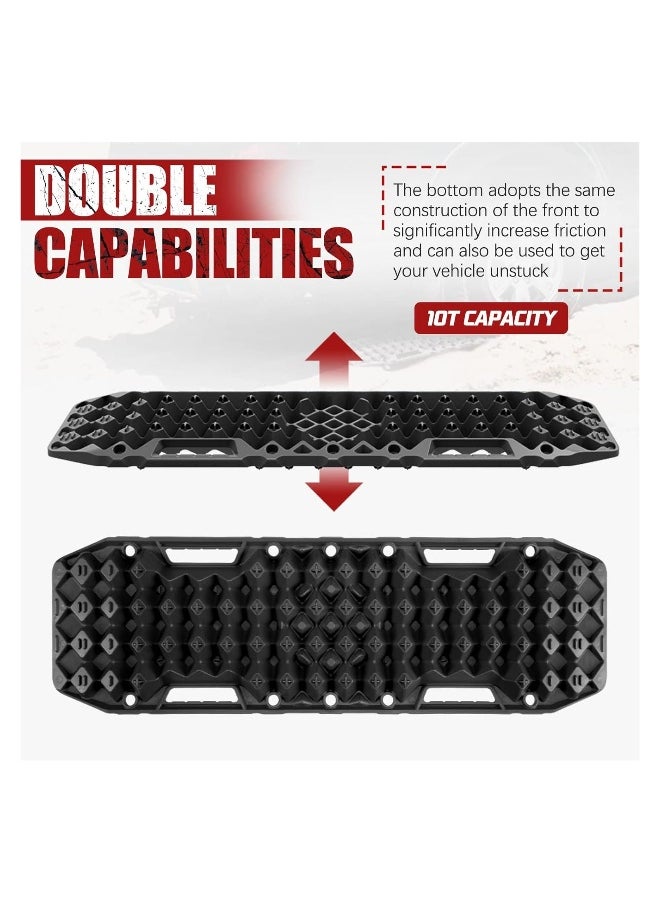 Generic - Off-Road Board, Anti Sinking Plate Traction Boards with Jack Base, 1 Pair Recovery Tracks 4X4 car Truck Tire Traction Mat with Bag -Sand, Mud, Snow Ladder Ramps (Black) - Image 1
