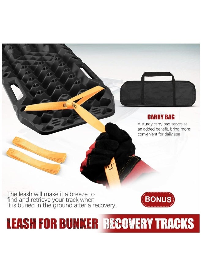 Generic - Off-Road Board, Anti Sinking Plate Traction Boards with Jack Base, 1 Pair Recovery Tracks 4X4 car Truck Tire Traction Mat with Bag -Sand, Mud, Snow Ladder Ramps (Black) - Image 1