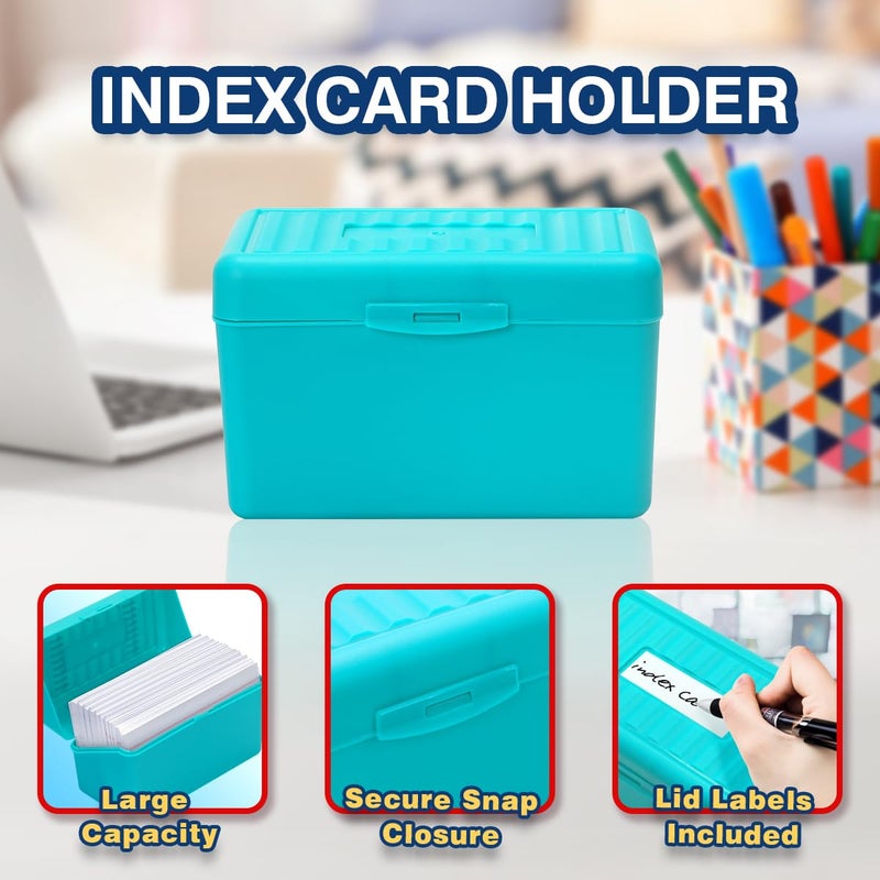 H4D 3x5 Index Card Holder with 100 Heavyweight Ruled Index Cards and 25 Plastic Dividers, Teal - Image 3