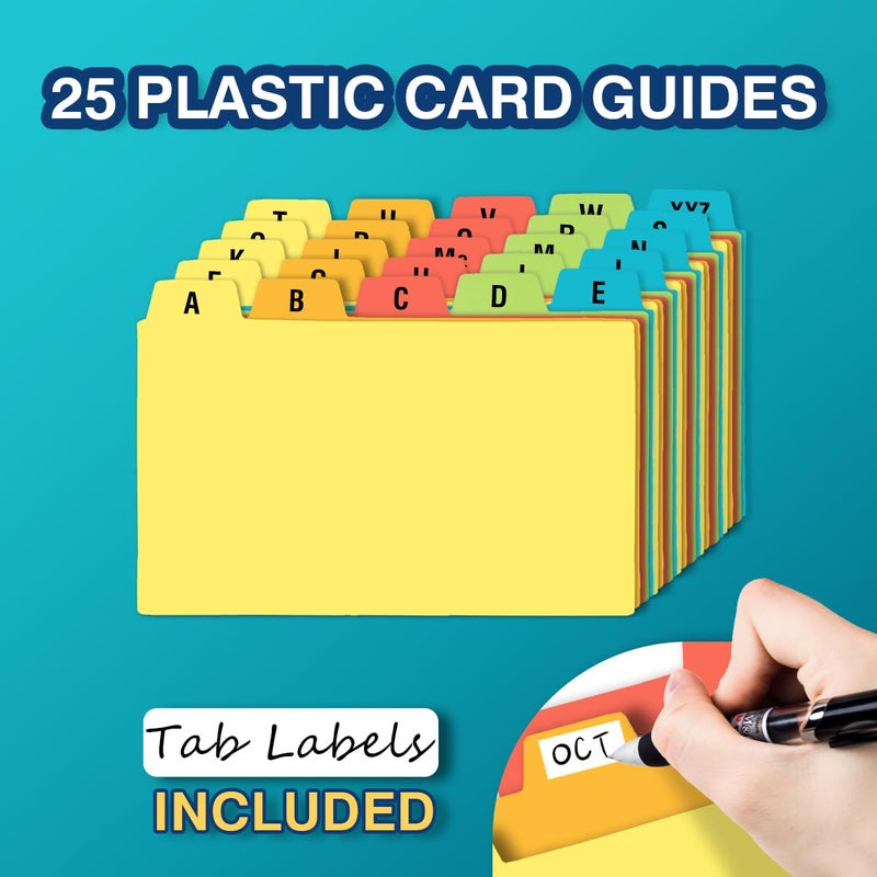 H4D 3x5 Index Card Holder with 100 Heavyweight Ruled Index Cards and 25 Plastic Dividers, Teal - Image 5