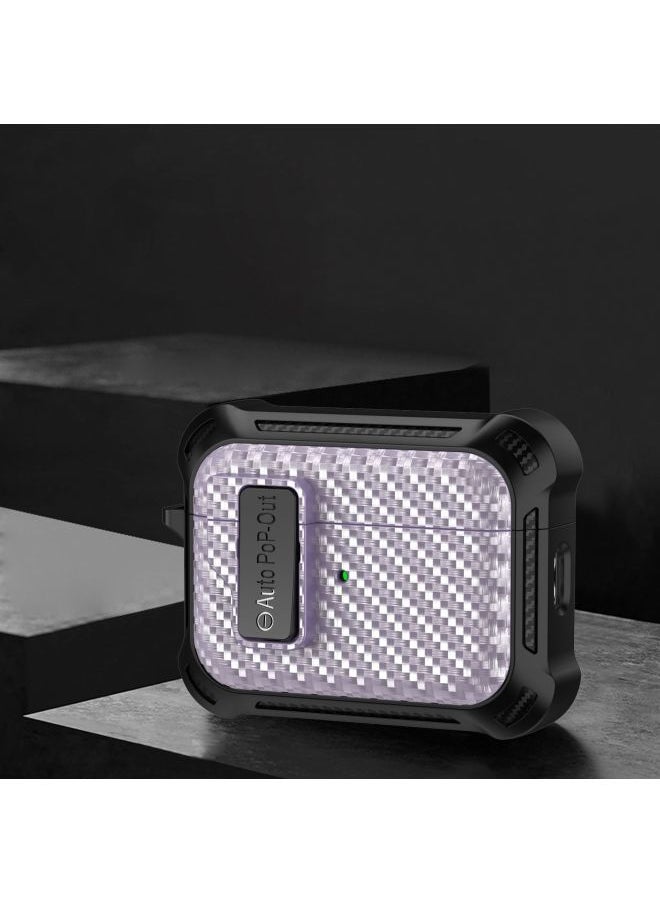 Generic - Fiber Pattern Applicable AirPods Pro2 Generation Anti-fall Protective Cover Airpods1/2 Generation Bluetooth TPU Earphone Case-Color:Purple-Model:AirPods Pro - Image 1