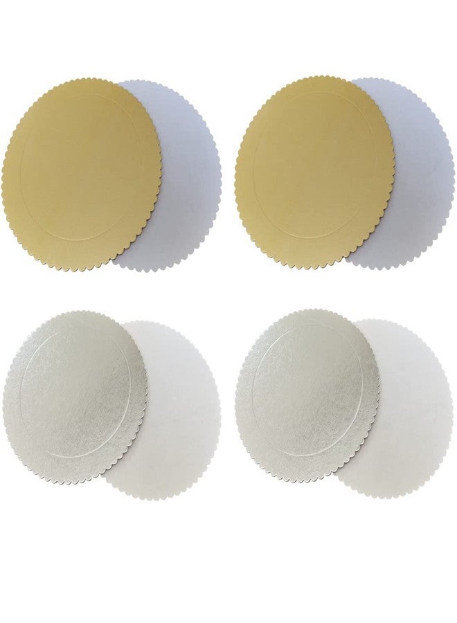 Jilukibo Disposable Round Cake Boards, Grease Proof 8" Circle Cake Base Cardboard Gold Silver Cake Plate Tray for Pizza Cake Decorating Stand (20 Pack, 8inch) - Image 3