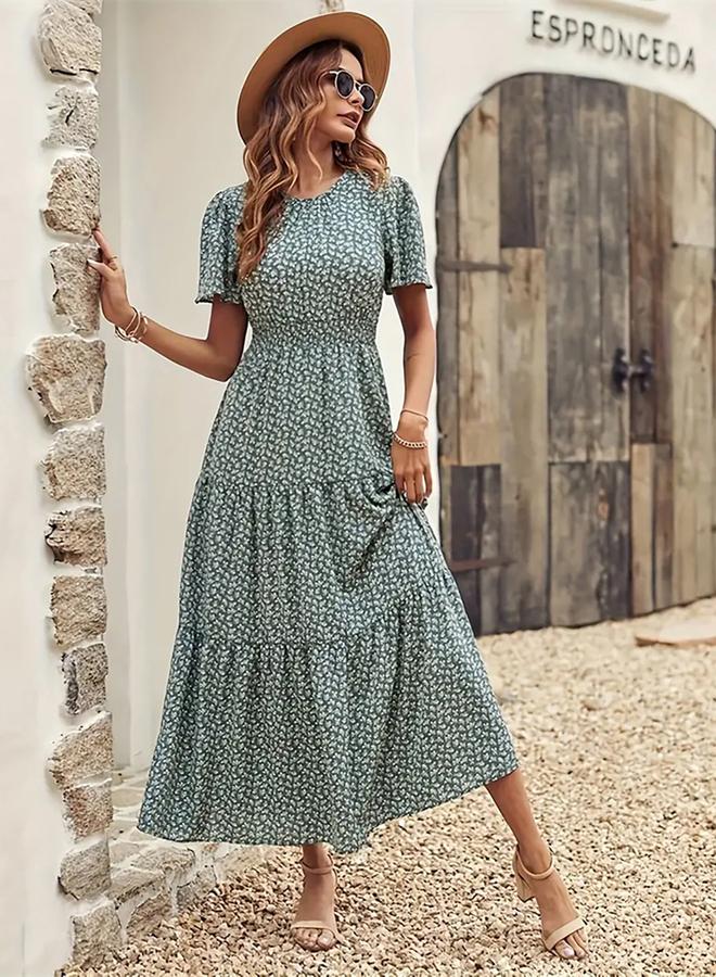 Take Two All-Over Print Round Neck Midi Dress - Image 4