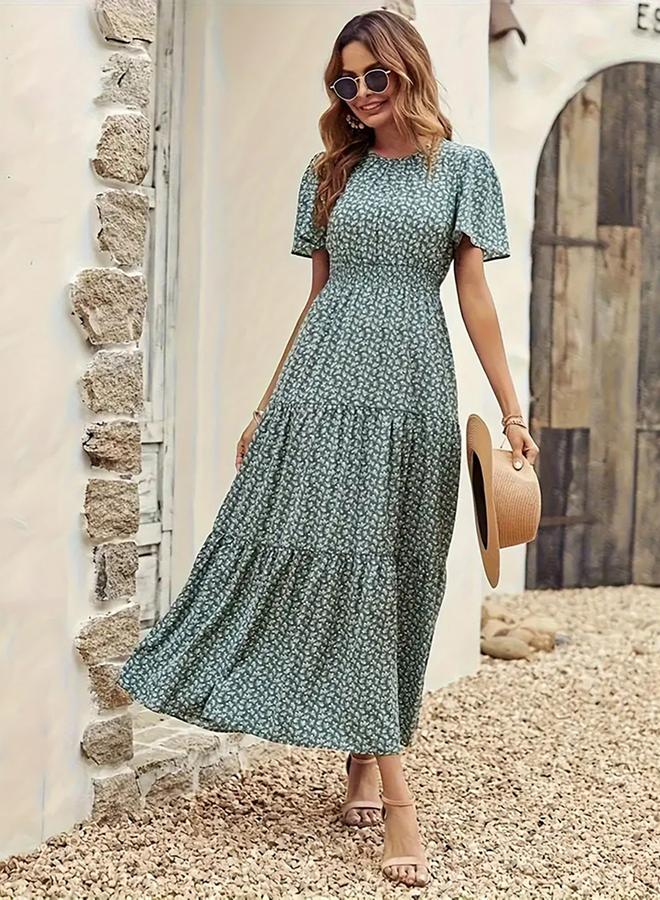 Take Two All-Over Print Round Neck Midi Dress - Image 2