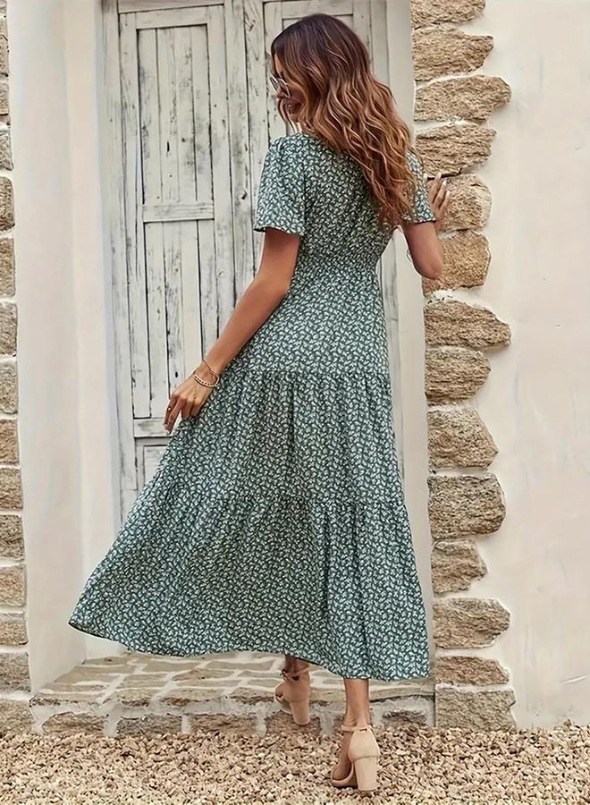 Take Two All-Over Print Round Neck Midi Dress - Image 3