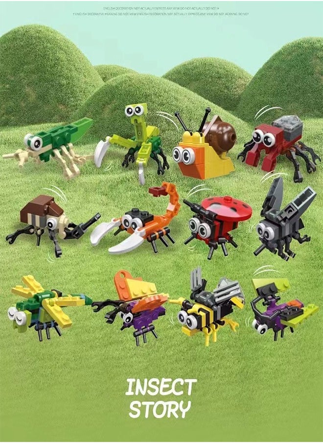 FUNCOT Insect Collection Animal Building Set,12PCS Mini Building Blocks Insects Animal Building Brick Sets Toys, Building Blocks Sets for Birthday Party Gift,Christmas Giftboxes  - Image 2