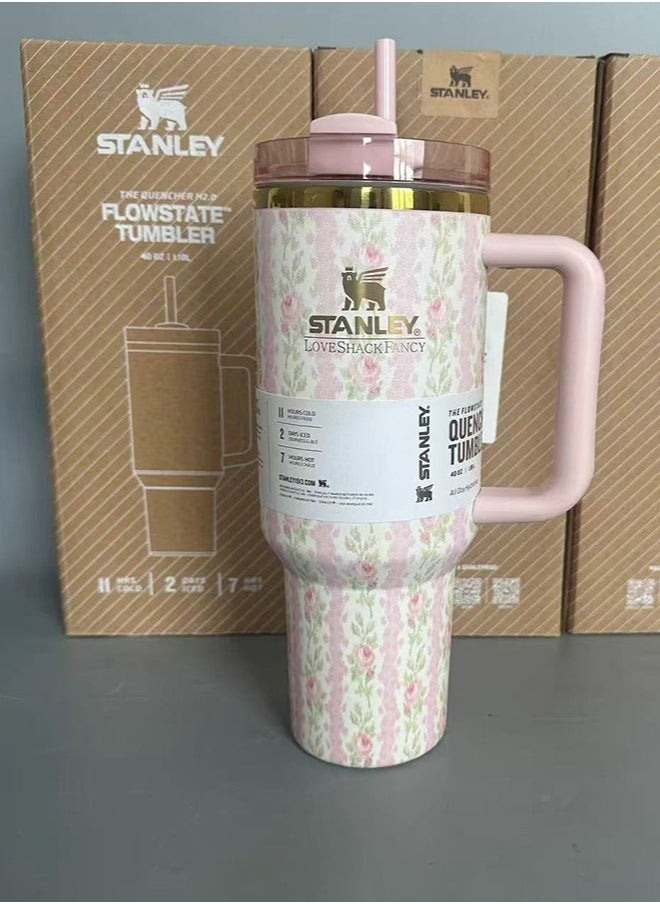 Stanley - Stainless Steel Vacuum Insulated Tumbler with Lid and Straw for Water, Iced Tea or Coffee, Smoothie and More, 40 oz,pink - Image 1