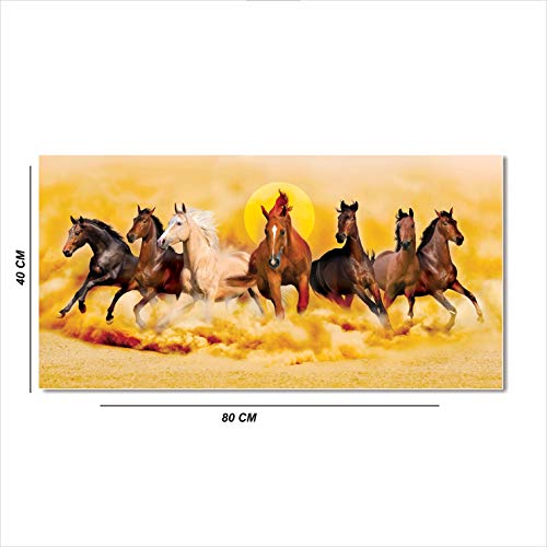 AH Decals Home Décor Peaceful Inspirational Vastu Lucky 7 Horses Running Canvas Painting for Office Living Bed Room (Size - 16 X 32 Inches/ 40 cm X 80 cm) - Image 4