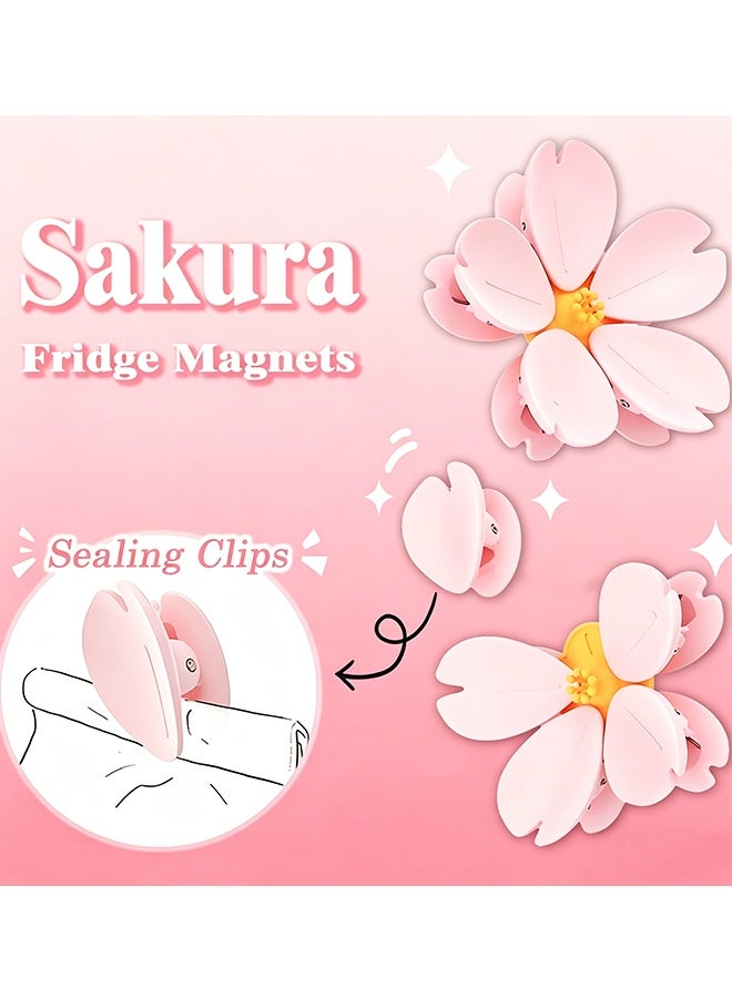 4PCS Magnetic Cherry Chip Clips, Strong Pink Snack Bag Sealing Clips for Fridge & Food Storage - Image 3
