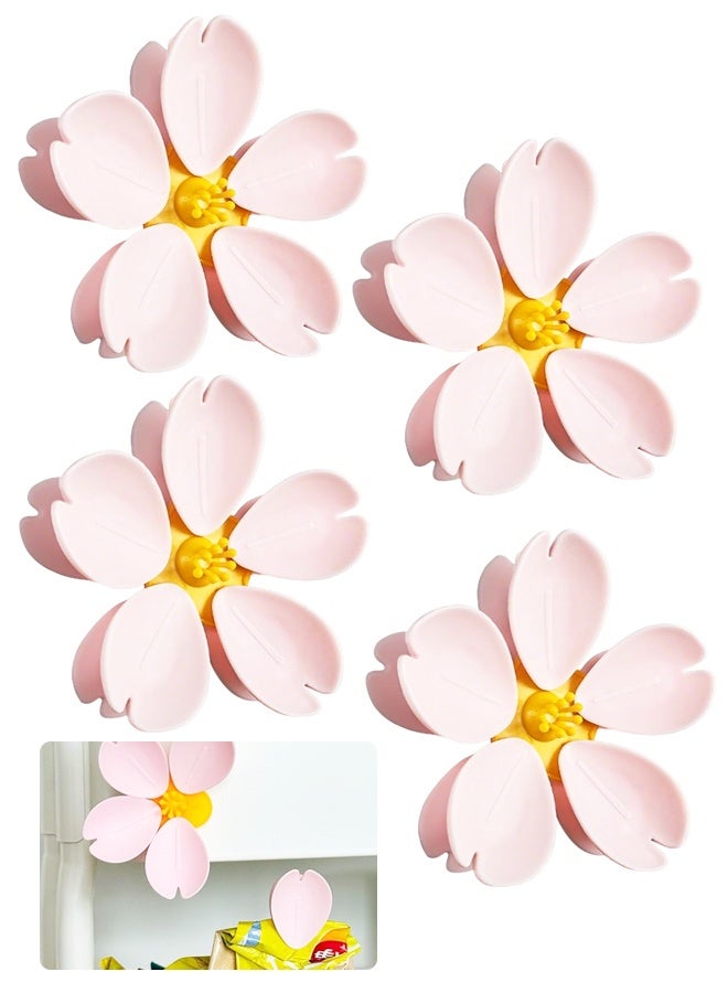 4PCS Magnetic Cherry Chip Clips, Strong Pink Snack Bag Sealing Clips for Fridge & Food Storage - Image 1