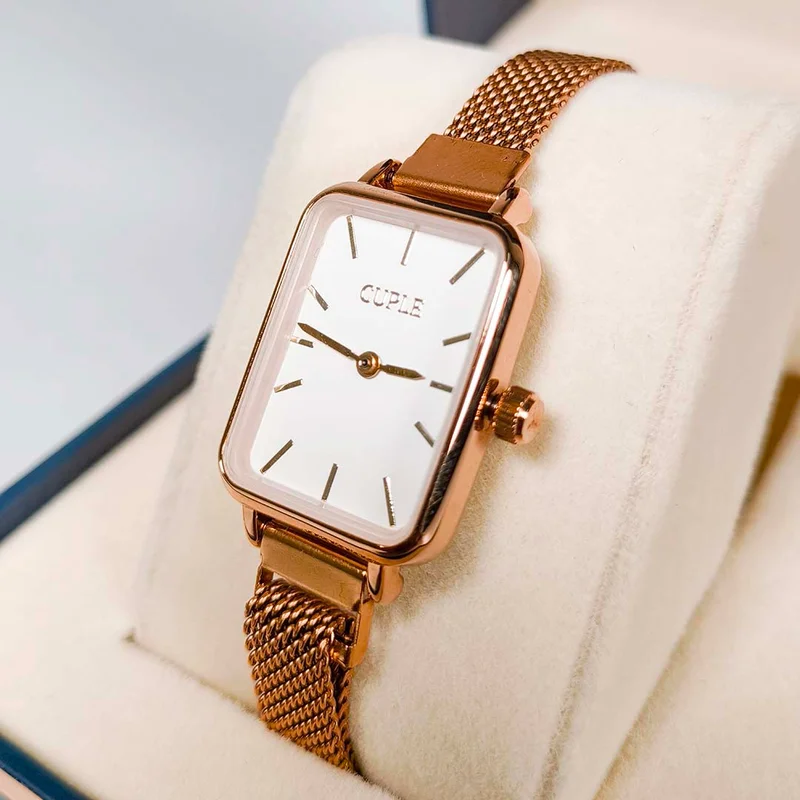 Cuple Womens Rose Gold rectangular Wrist Watch