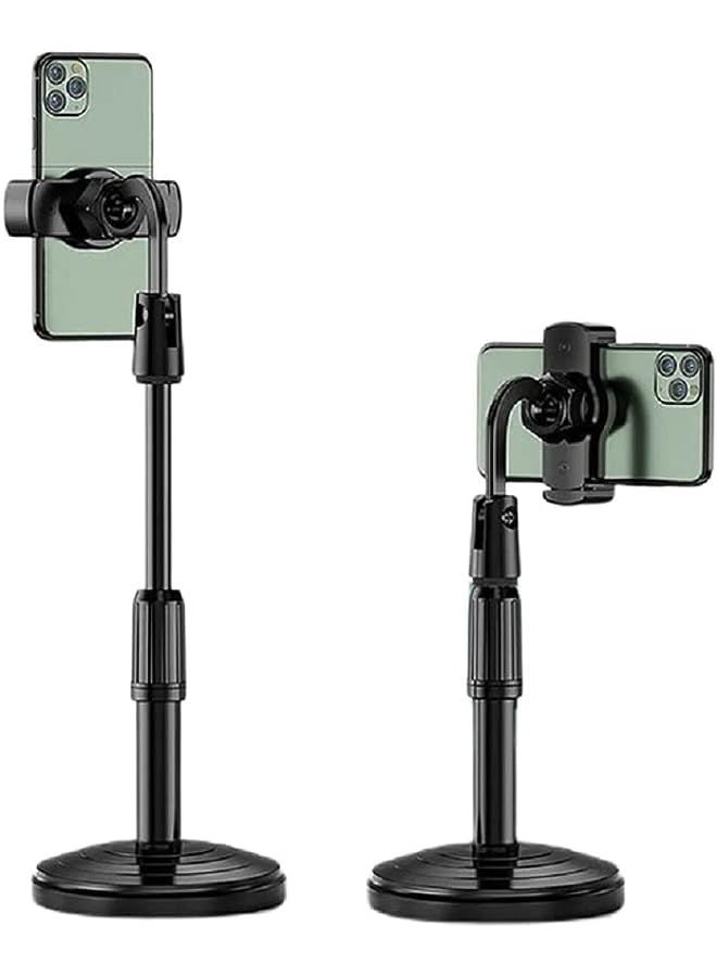 Zaboon حامل الهاتف المحمول Ic، حامل الهاتف المحمول، حامل سطح المكتب للهاتف المحمول، قابل للتعديل 360 درجة، ارتفاع قابل للتعديل حتى 11.8 بوصة، متوافق مع الهاتف المحمول مقاس 3.5-6.5 بوصة (أسود) - Image 1