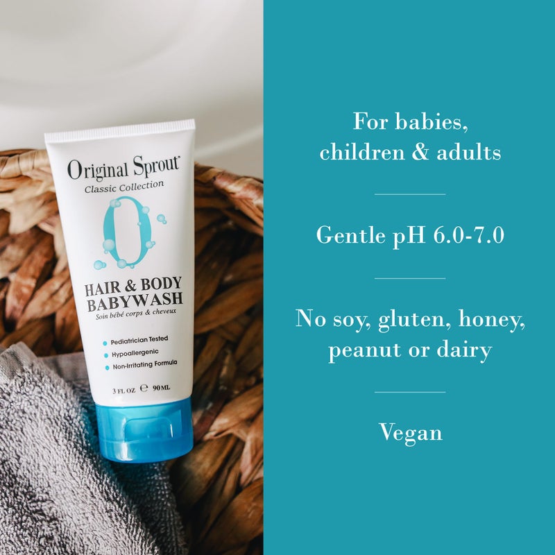 Original Sprout شامبو وغسول جسم للأطفال من أورجينال سبراوت، تركيبة مضادة للحساسية مع كالندولا وإكليل الجبل العضوي للشعر والبشرة الحساسة، زجاجة سعة 12 أونصة (عبوة من 1) - Image 4