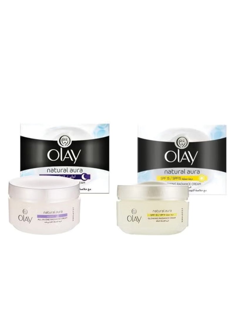 Olay Pack Of 2 Natural Day And Night Cream SPF15 50g 