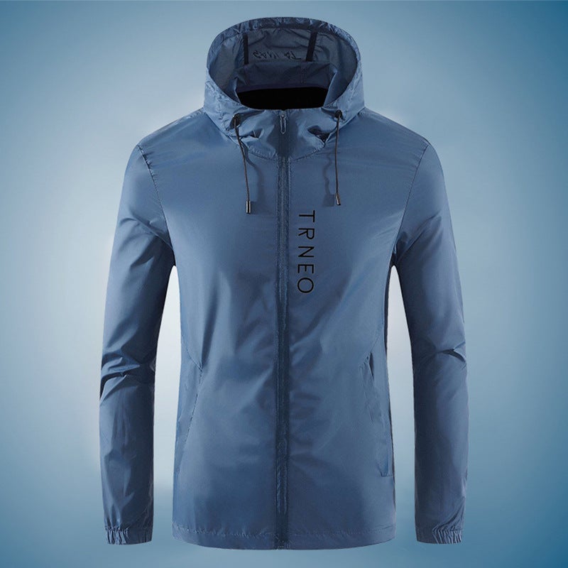 Hooded Sun Protection Clothing Men'S Printed Sun Protection Clothing Thin Quick-Drying Clothing Zipper Pocket Skin Clothing Long-Sleeved Top Versatile - Image 1