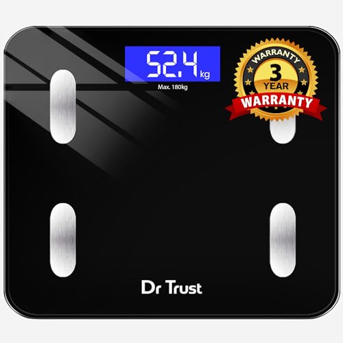 Dr Trust USA 509 Digital BMI Weight Scale with Body Fat Analyzer and Fitness Body Composition Monitor Rechargeable Electronic Weight Machine & Weighing Scale with Mobile App, Bluetooth (Black) - Image 1