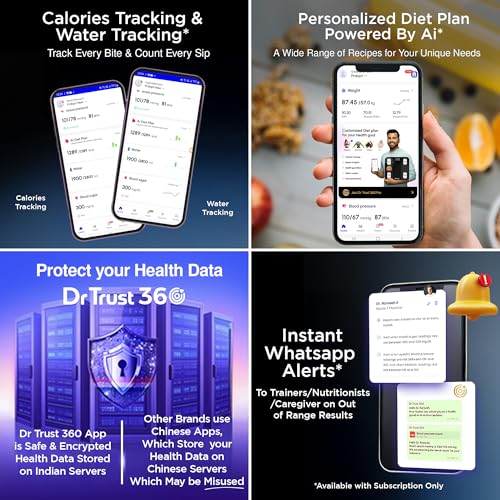 Dr Trust USA 509 Digital BMI Weight Scale with Body Fat Analyzer and Fitness Body Composition Monitor Rechargeable Electronic Weight Machine & Weighing Scale with Mobile App, Bluetooth (Black) - Image 4