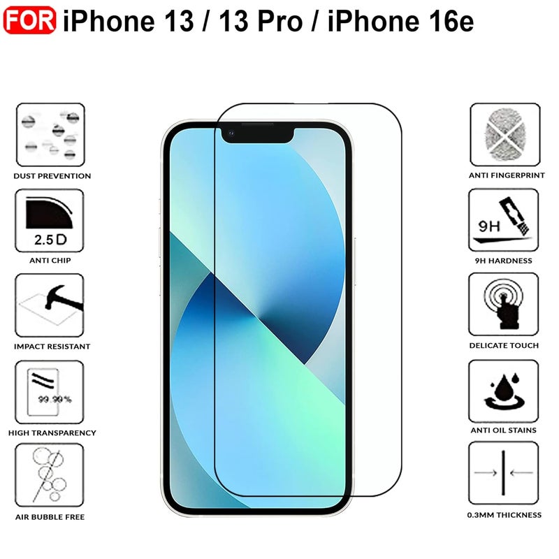 Cedo Tempered Glass for iPhone 13/13 Pro/iPhone 16e | Screen Protector Full HD Quality Tempered Glass Anti-Scratch Edge to Edge Coverage with Easy Installation Kit (Black) - Image 3