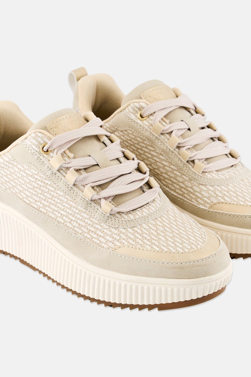 XOXO Women Lace Up Casual Shoes, Beige - Image 4