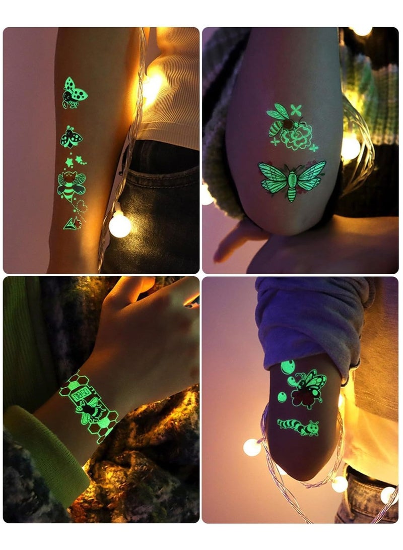 SYOSI Glow In The Dark Insect Temporary Tattoos for Kids 12 Sheets Luminous Butterfly Ladybird Bees Ant Fake Tattoo Stickers Mixed Styles Glow Party Supplies Arts and Crafts - Image 2