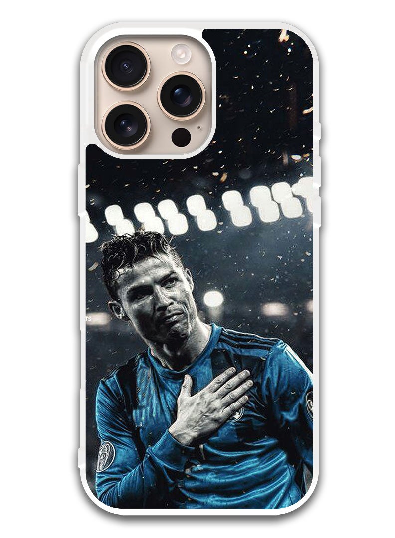 Theodor Protective Case Cover For APPLE IPHONE 16 Pro Ronaldo Thanking (White Bumper) - Image 1