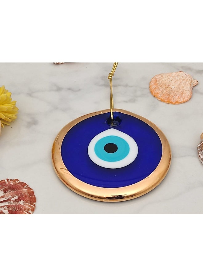 Erbulus 3.5" Glass Blue Evil Eye Wall Hanging Gold Ornament - Turkish Nazar Bead - Home Protection Charm - Gold Wall Decor Amulet in a Box (Medium) - Image 5