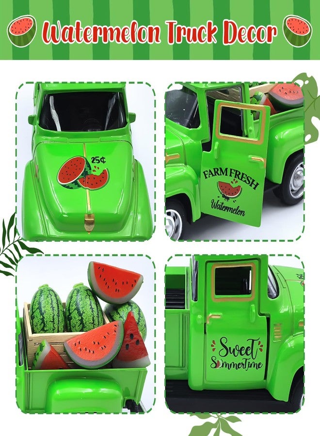 Teeloray Watermelon Summer Tiered Tray Decor Vintage Truck with Mini Watermelons Wooden Crate Farmhouse Kitchen Centerpieces for Tables Sweet Time Hello Summer Signs for Home Watermelon Party Decorations - Image 4