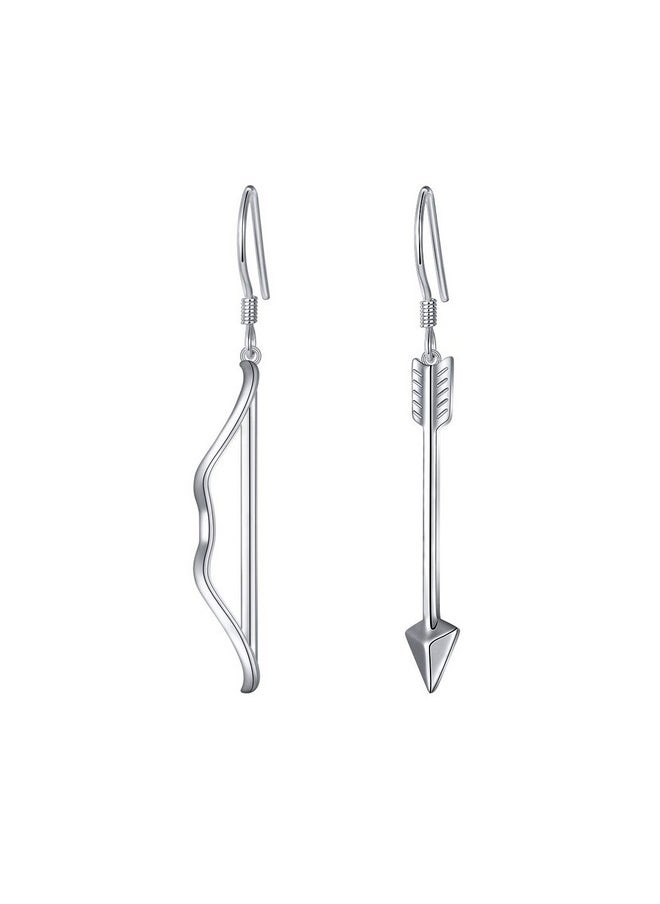 DAOCHONG S925 Sterling Silver Bow Arrow Dangle Drop Mismatched Asymmetry Earrings For Women  - Image 1