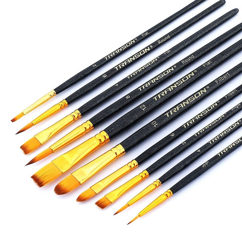 Transon 20pcs Art Painting Brush Set for Acrylic Watercolor Gouache Hobby Craft Face Painting Black - Image 5