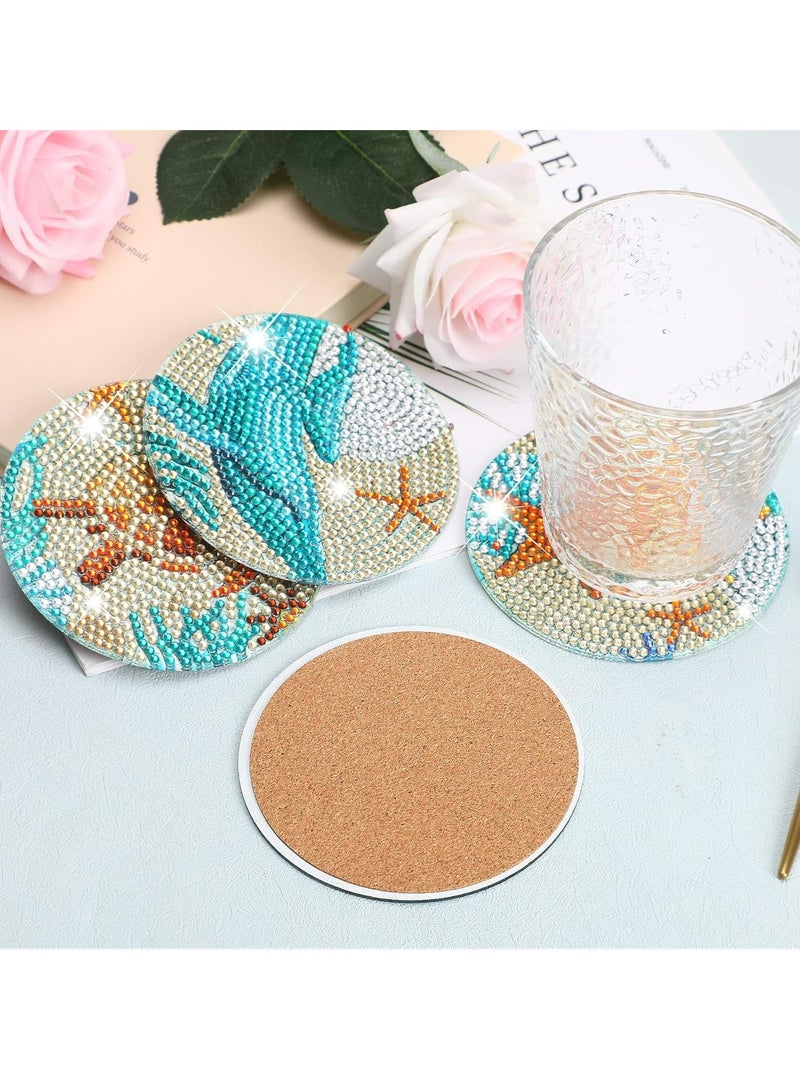 Oasisgalore 8Pcs Ocean Diamond Art Painting Coaster Kit，DIY Crafts Kit with Holder, Ideal Gift - Image 4