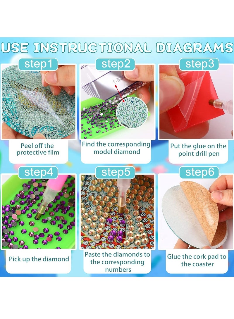 Oasisgalore 8Pcs Ocean Diamond Art Painting Coaster Kit，DIY Crafts Kit with Holder, Ideal Gift - Image 3