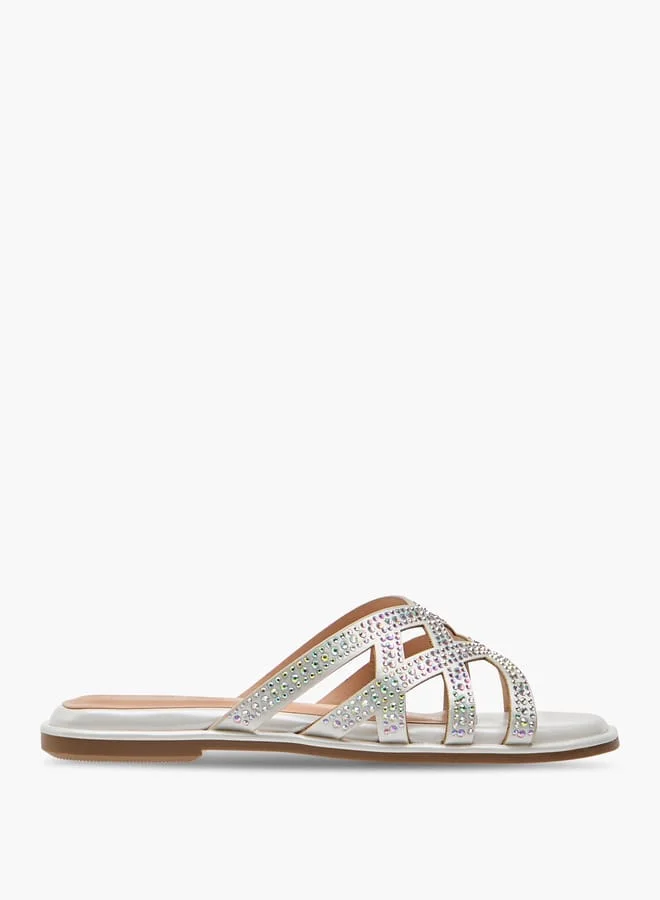 Celeste Girls' Embellished Slip-On Cross Strap Sandals